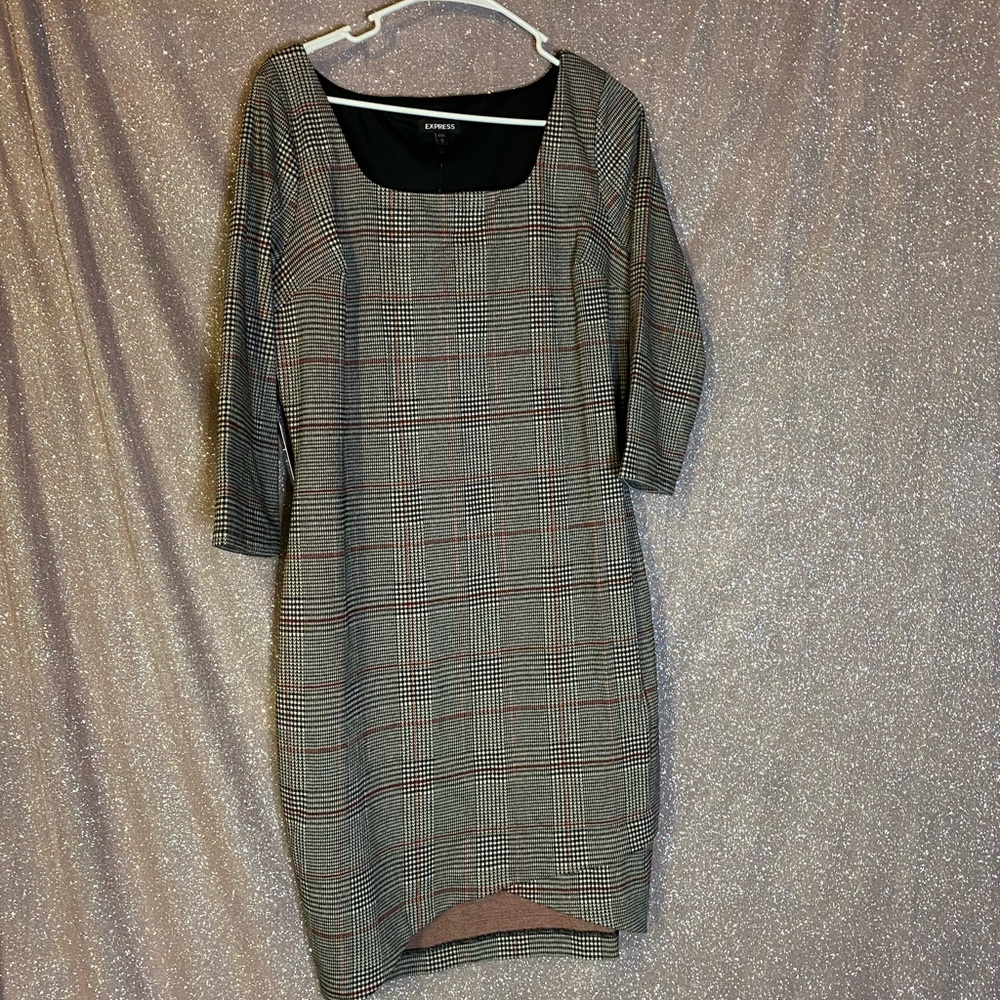 Long Sleeve Plaid Dress